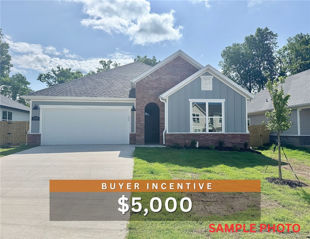 $5,000 BUYER INCENTIVE. Fence, blinds and gutters included! Discover your dream home in the new neighborhood- Jacob's Crossing. Caden plan with 1 level, garage on the right and West facing! 13 ft ceilings in the living and dining, linear electric fireplace, LVP flooring throughout the main living areas & primary bedroom, quartz countertops & more. Chef's kitchen boasting frigidaire stainless steel appliances, gas range, pantry, quartz countertops, bar pull handles, large island & gorgeous backsplash. Luxurious primary bedroom features abundant natural light, while the spa-like primary bathroom offers a walk-in shower, double sinks, tub & spacious walk-in closets. Additional features include two large secondary bedrooms & a functional laundry room. Nestled on a generous lot with covered patio that overlooks the serene fully fenced backyard, creating an exceptional living experience. Sturdy concrete siding! Model home located at 3631 Tranquility St- Lot 1.