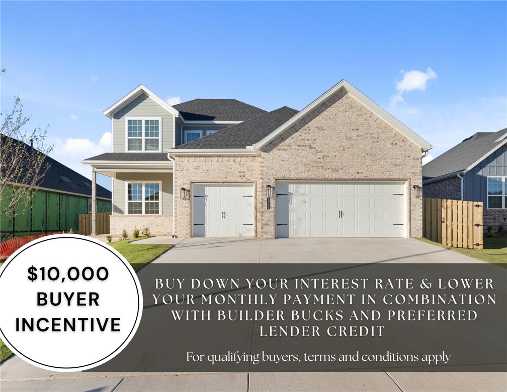 For a limited time, lower your interest rate with up to $10,000 in builder bucks and preferred lender incentives! Plus, fence, blinds, and gutters are all included. Welcome to the Willow Plan a stunning 2,285 sq. ft., 4-bedroom, 2.5-bath home with a dedicated office and 3-car garage, located in the desirable Yorktown Subdivision of Pea Ridge, Thoughtfully designed with 10-foot ceilings across the main floor, this home offers a bright, open, and inviting feel throughout. The accent wall in the office and custom trim surrounding the electric fireplace add beautiful designer touches that make this home truly stand out. The dreamy kitchen showcases a large center island and a spacious pantry, perfect for cooking, entertaining, and everyday living. Enjoy outdoor relaxation on the covered front porch and covered back patio.