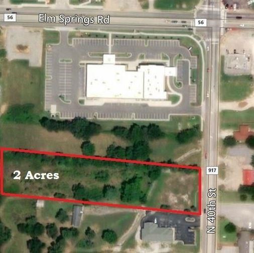 Great location with easy access off of Interstate 49 at Elm Springs Rd. Centrally located to all of NWA. This level and open commercial tract of land is situated in the center of the rapidly growing NWA area and is close to several medical facilities. Land has all utilities and is zoned commercial C2. Great place to build your new business with lots of exposure.