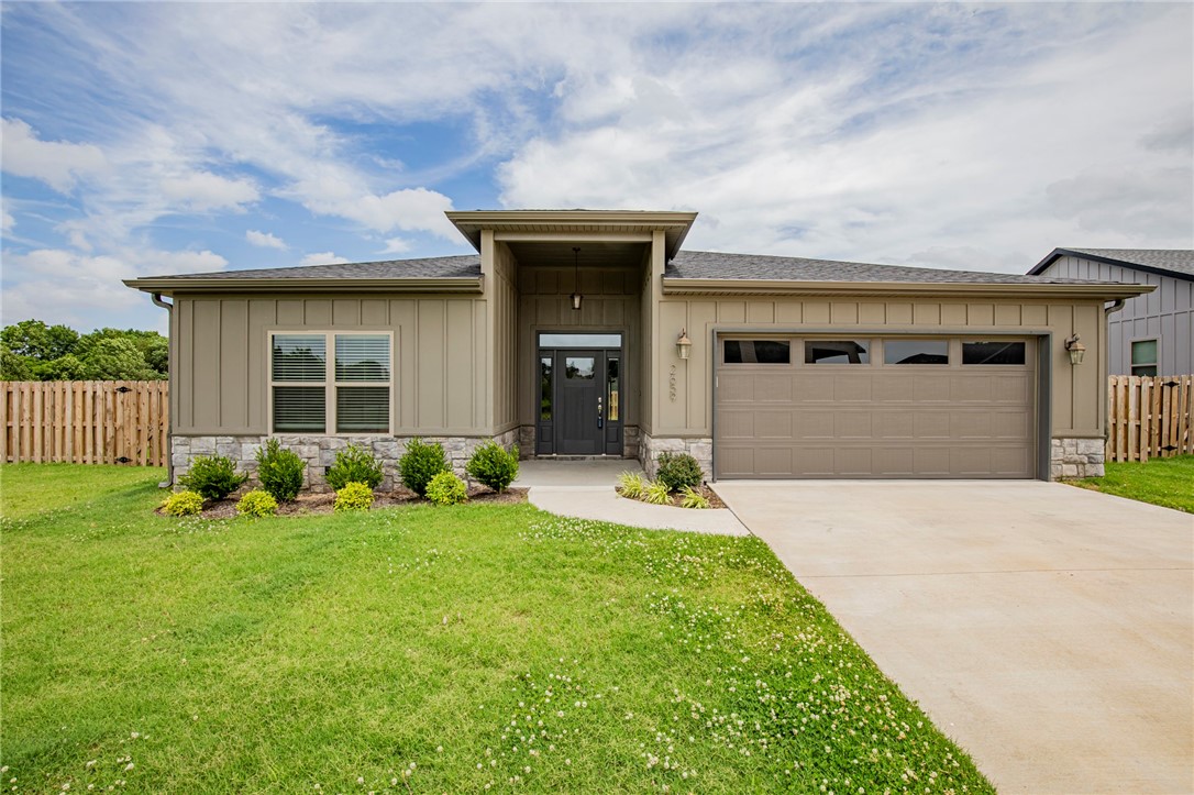Designed with a fresh, modern floor plan, this beautifully crafted home offers a unique blend of style and functionality. The open-concept layout seamlessly connects the kitchen, dining, and living areas, creating an inviting space perfect for everyday living and entertaining. Thoughtful upgrades are found throughout, including custom handmade cabinetry, granite countertops, a spacious walk-in pantry, mudroom, tile flooring throughout the main living areas, & a fully fenced backyard. The private primary suite features a large walk-in closet and a relaxing soaking tub, creating the perfect retreat at the end of the day. A split-bedroom floor plan provides added privacy and comfort for homeowners and guests alike. This home truly stands out with its custom design, quality finishes, and attention to detail.