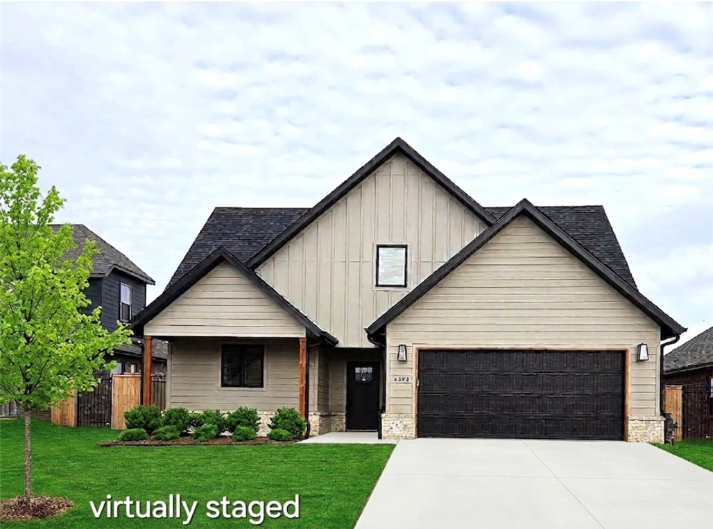 This 2025 two story home offers 4 bedrooms, 2.5 bathrooms, an attached 2 car garage with a fenced in backyard. This quiet neighborhood is conveniently located to the coveted Willowbrook, Brightfield and Fulbright Bentonville Schools as well as the Bentonville Community Center, bike trails, walking trails and offers a community pool and playground. Just minutes from shopping, I49 and the new walmart home campus, it cant be beat! Private landlord owned and operated.
