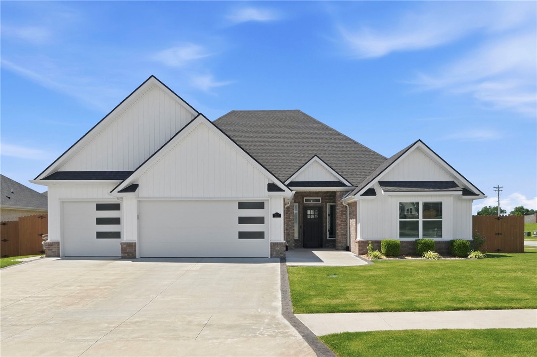 Crafted by Cornerstone Builders, this 4 Bed/3 Bath home combines exceptional quality & thoughtful design. From the moment you step inside, you'll appreciate all the natural light, along with attention to detail, upscale finishes, & inviting spaces designed for gathering, entertaining, & everyday living. The open-concept floor plan creates a seamless flow between the living, dining, & kitchen areas, while the split-bedroom layout offers privacy & comfort. The chef-inspired kitchen features quartz countertops, upgraded lighting, abundant workspace, & a hidden walk-in pantry that keeps everyday essentials organized yet out of sight. Premium upgrades include: built-ins, central vacuum, sprinkler system, raised garden beds & owned solar panels with/battery backup provide efficiency & long-term savings. Perfectly positioned for busy families, this home is located in close proximity to Bentonville West H.S. & Centerton Gamble Elementary, making morning routines & after-school activities easier than ever.