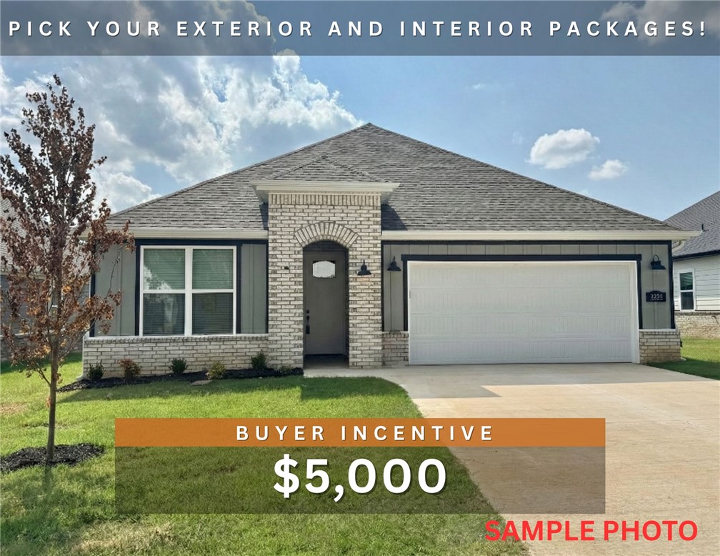 $5,000 BUYER INCENTIVE. Fence, blinds and gutters included! Discover your dream home in the new neighborhood- Jacob's Crossing. Colby plan with 1 level, garage on the right and East facing! Pick your exterior and interior packages! 9 ft ceilings, linear electric fireplace, LVP flooring throughout the main living areas and master bedroom, quartz countertops and more. Chef's kitchen boasting frigidaire stainless steel appliances, gas range, pantry, quartz countertops, bar pull handles, large island and gorgeous backsplash. Luxurious primary bedroom features abundant natural light, while the spa-like master bathroom offers a walk-in shower, double sinks, tub, and spacious walk-in closets. Additional features include a formal dining room, three large secondary bedrooms and a functional laundry room. Nestled on a generous lot with covered patio that overlooks the serene sodded, fully fenced backyard. Sturdy concrete siding! Model home located at 3631 Tranquility St- Lot 1.