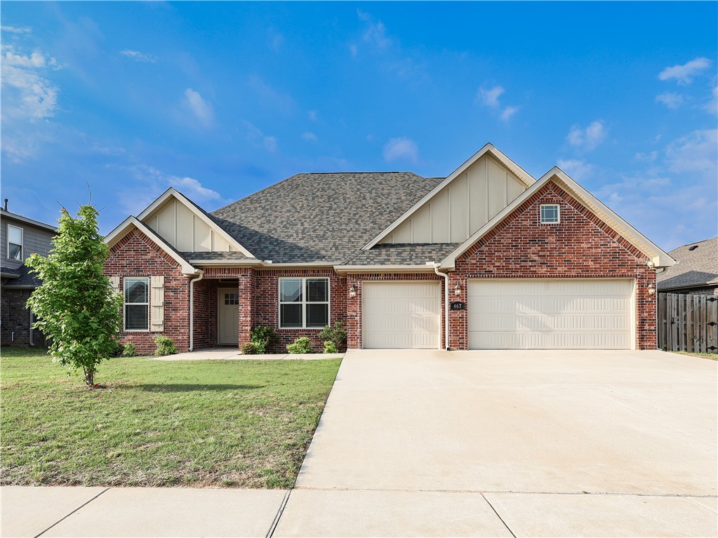 This thoughtfully designed home offers 4 bedrooms, 3 full baths, a 3-car garage, and a dedicated formal study. The spacious layout features an inviting kitchen with an oversized pantry, a generous primary suite with dual vanities, tiled shower, corner jetted tub, and a large walk-in closet. Enjoy outdoor living on the covered patio, perfect for relaxing or entertaining. Located in the desirable Westbrook neighborhood, residents enjoy access to the community pool and pavilion, with convenient proximity to Tontitown Park and highly regarded schools.