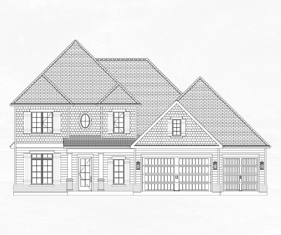Located in County Line Square near Shaw Family Park. The Addison plan begins with 1 bedroom and a full bathroom off the entry. The entry leads into the living room, where a fireplace creates a focal point, and engineered wood floors run throughout the first floor. The kitchen and dining area flow from the living room and feature a large island, ceiling-height cabinets, GE Profile appliances, and a pantry. The primary suite includes a vaulted bedroom, double vanity with centered makeup vanity, walk-in shower, and walk-in closet. The laundry room has built-in cubbies and connects to the 3-car garage. Upstairs offers 3 bedrooms and a full bathroom. Fence, gutters, and blinds are included, and a community pool and pavilion are coming soon for residents to enjoy.