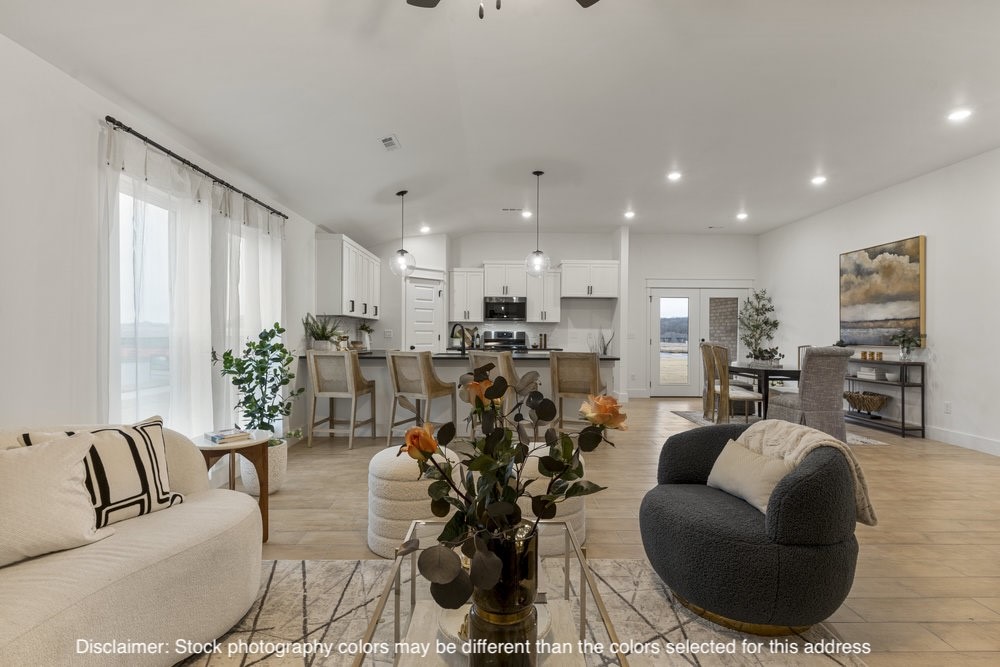 This floor plan is a 3 bedroom, 2-bathroom 1750 square
feet home featuring 10-foot ceilings in the entryway,
kitchen, and living area, plus dual vanities in the primary
bathroom. The 1750 3-Car Series delivers the luxury of a
larger floor plan with an included 3rd car garage.