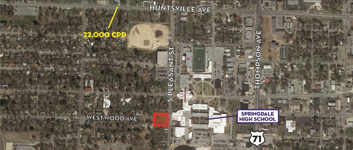 Located in the heart of Springdale. Zoned Multi-Family-12. 165' of frontage on Pleasant Street. Strong development potential. Adjacent to Springdale High School. Easy Access to I-49 & 71B