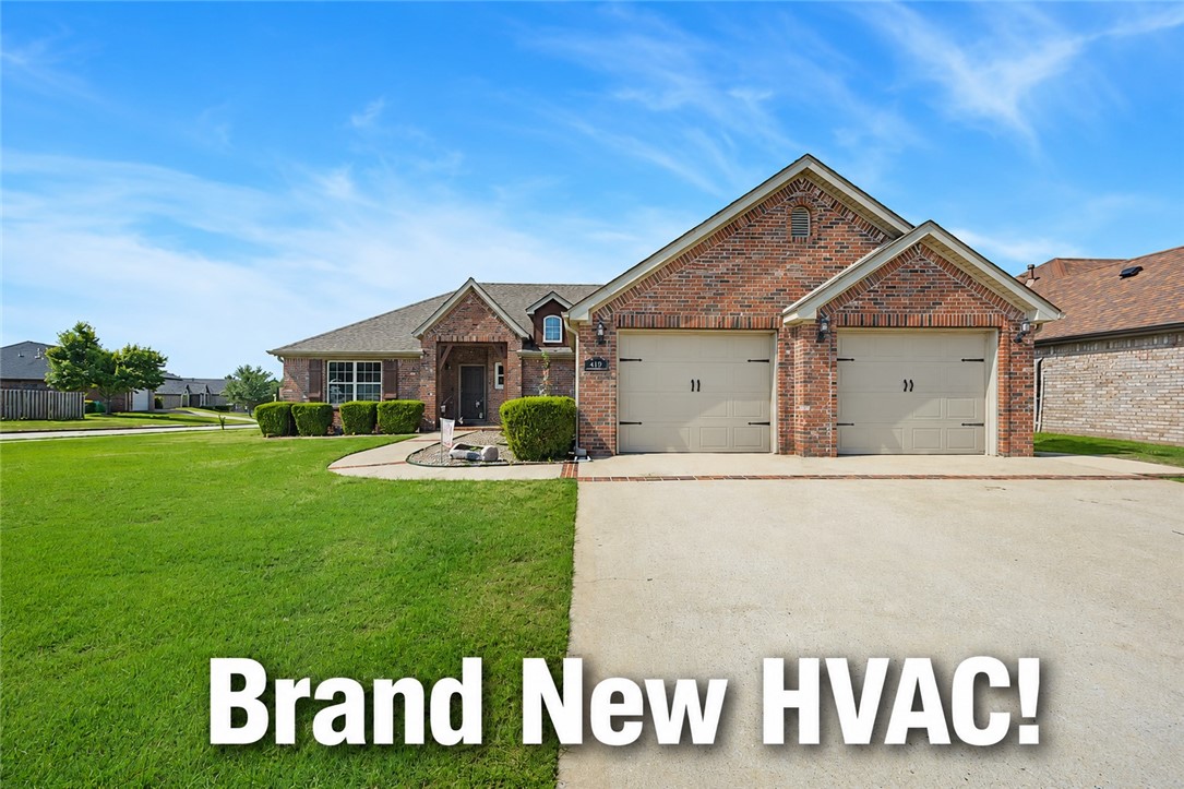 Beautifully maintained home on a desirable corner lot just minutes from the new Walmart Home Office. This northeast-facing home offers an inviting open floor plan designed for comfortable everyday living and easy entertaining. Recent major updates include a brand-new HVAC system, high-quality windows, and a roof that is only 6 years old, providing added peace of mind for the next owner. Thoughtful touches throughout the home include vaulted ceilings with recessed lighting, ceiling fans, and under-cabinet lighting in the kitchen. Step outside to a charming patio area with a cozy firepit, creating the perfect space to relax and unwind.