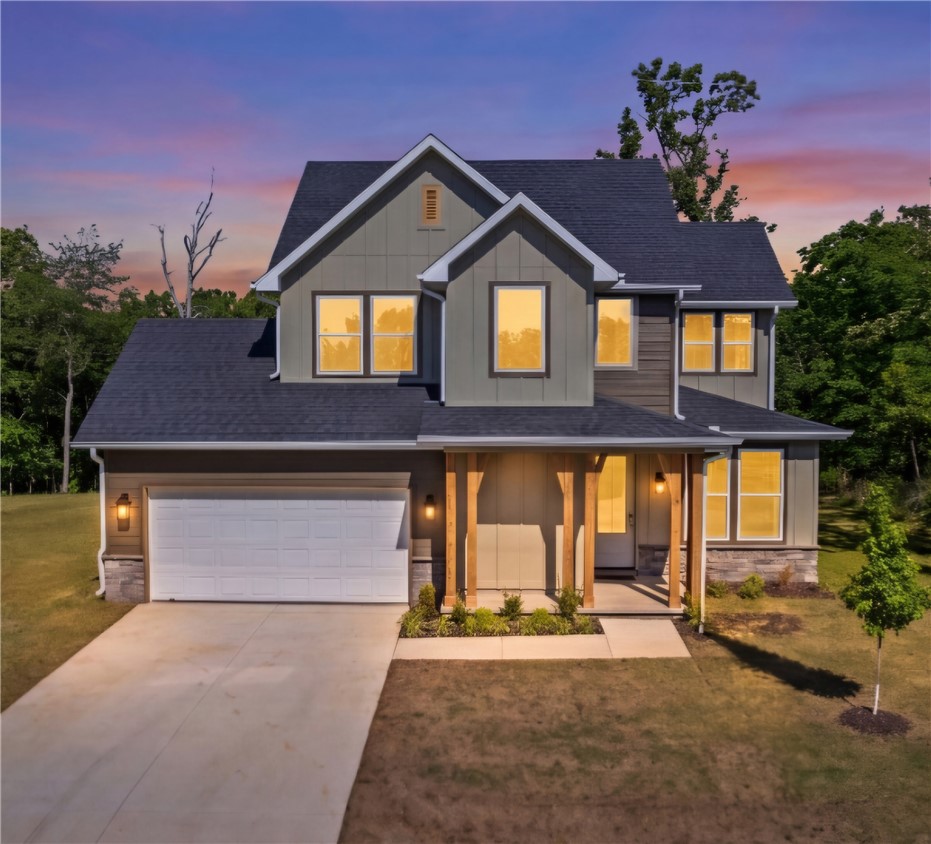 Not your typical new construction. Set on a rare flat .33 acre lot in Bella Vista, this thoughtfully designed 1,911 SF home by Sattler Homes NWA blends quality craftsmanship with a layout that truly lives well, featuring 2x6 exterior walls for added efficiency. Oversized windows fill the home with natural light, highlighting the open living space anchored by a sleek electric fireplace. The kitchen was designed for gathering with a large island, quartz countertops, stainless KitchenAid appliances, statement vent hood, built in microwave, and walk in pantry. A flexible front room works beautifully as an office or second living space. The spacious primary suite offers privacy, walk in closet, dual vanities, and a spa inspired bath with a large walk in shower and dual shower heads. All electric with EV charging port, near trails and amenities, within Gravette schools. Photos virtually staged. Lender credit available. 5 min to Branchwood Rec Center.