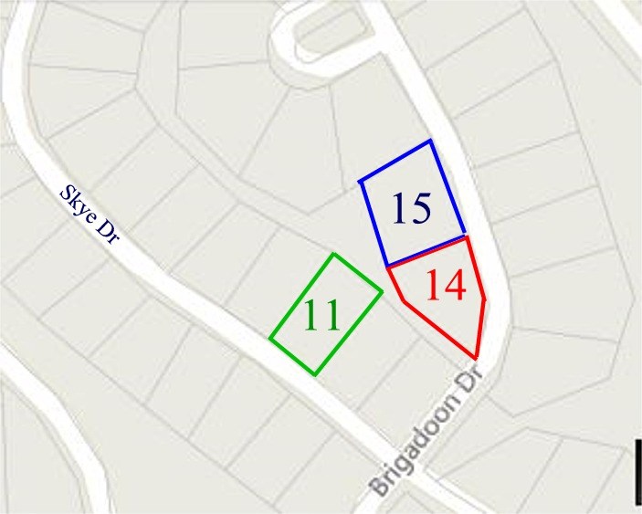Very nice flat Highlands building lots side by side for more room. A little above street level. See also lot i15 on Brigadoon.
