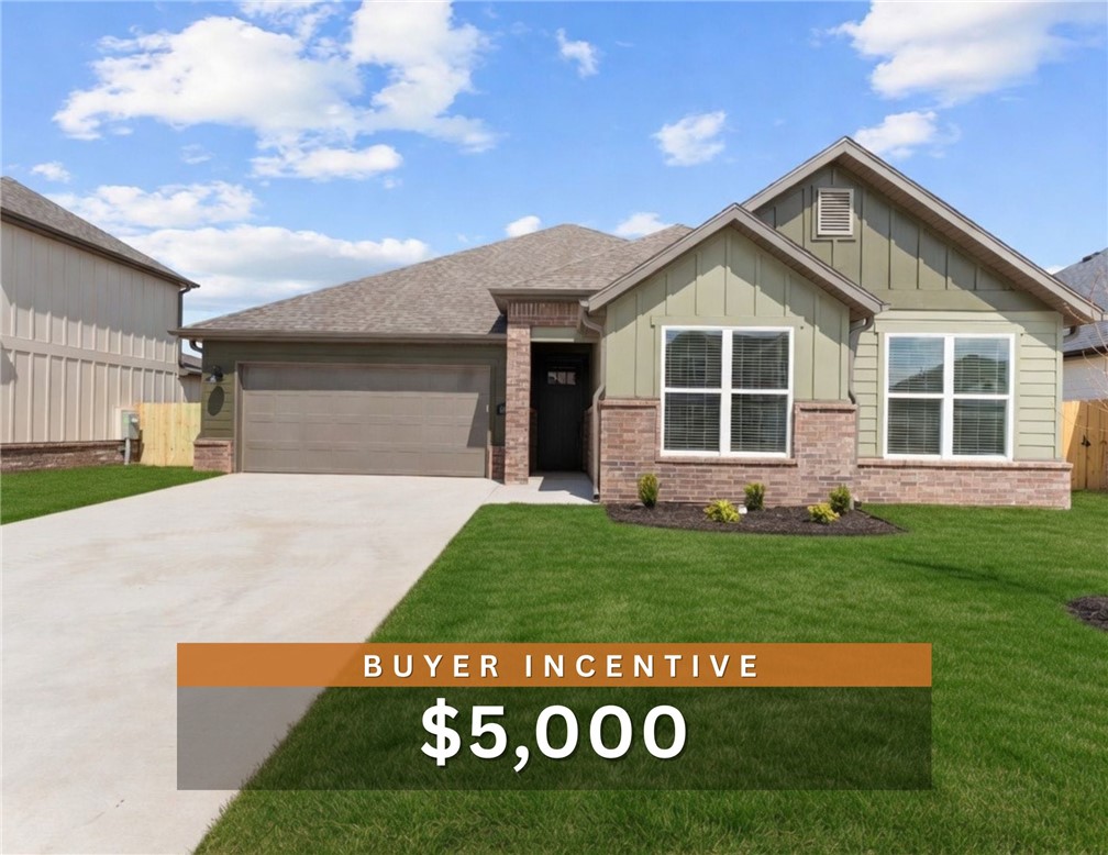 $5,000 BUYER INCENTIVE. Discover your dream home in the sought-after Osage Hills neighborhood. Benton plan with garage on the left and South facing! 10 ft ceilings in the living/kitchen area, linear electric fireplace in the living, 1 level, LVP flooring throughout the main living areas and primary bedroom, quartz countertops and more. Chef's kitchen boasting frigidaire stainless steel appliances, gas range, pantry, quartz countertops, bar pull handles, large island and gorgeous backsplash. Luxurious primary bedroom features abundant natural light, while the spa-like primary bathroom offers a walk-in shower, double sinks, and spacious walk-in closets. Additional features include three large secondary bedrooms and a separate laundry room. Nestled on a generous lot with covered patio that overlooks the serene sodded, fully fenced backyard. Model home located at 6008 SW Coywolf St- Lot 122.