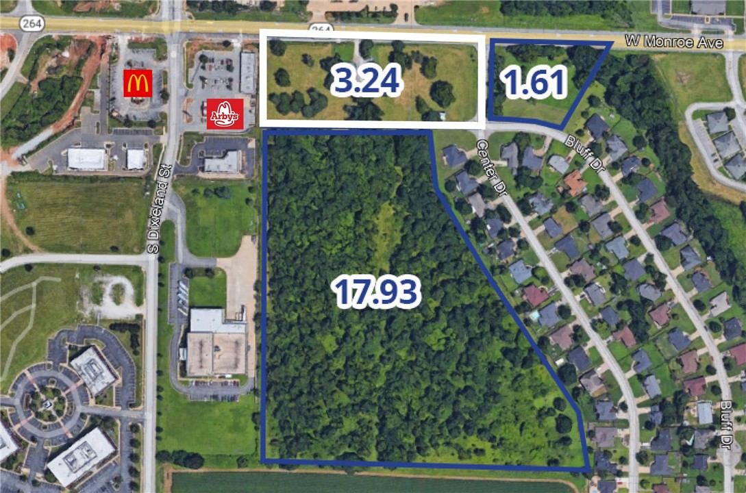 C-2 ZONED PARCEL OFFERING ENDLESS POSSIBILITIESNEAR I-49 & JB HUNT HQ
Versatile C-2 zoning allows for a wide range of commercial uses on this 3.24 acre parcel.
•Great retail outparcel ready to develop in a low retail vacancy area of Northwest Arkansas
•High Visibility & Traffic: 26,000+ VPD along W Monroe Ave.
•Ready for Development: Water & sewer nearby (Springdale Utilities).
•Exceptional Access: 630’ frontage on W Monroe, just 730’ from I-49 (exit 78)
•Strategic Location: Adjacent to JB Hunt HQ, near major employers and residential growth.
•1300 SF former single-family residence that currently has Molly Maids as a tenant
Maximize your exposure and development potential in one of Northwest Arkansas’ most connected commercial corridors.
**Also see related MLS listings: 1329508 and 1329511