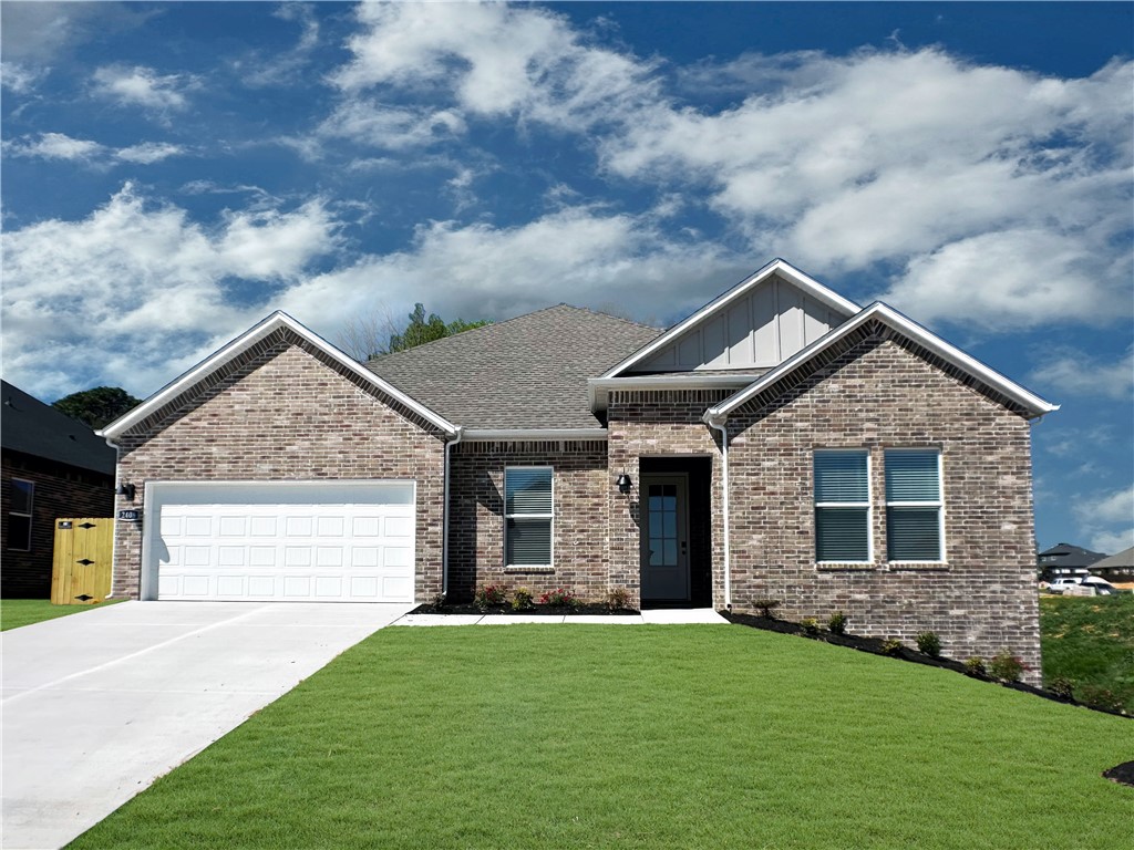 Fabulous Frisco plan in Noah’s Landing in Springdale, AR! These homes create a welcoming and comforting environment with open floorplans, an electric fireplace with a poplar mantle in the living room, and LVP throughout single-story homes. In the kitchen, you will find a gas range, quartz countertops, and 42’’ cabinets! The primary ensuite features quartz countertops, tile flooring, a walk-in shower with tile walls, and a freestanding tub! Each bedroom and the living room will have a ceiling fan. These homes will feature 4-sides brick with siding (per plan), and a covered back patio (per plan) and a landscape package. You will enjoy the programmable thermostat that allows you to control your environment with the touch of a button! Taxes and parcel TBD. Taxes and HOA dues are approximate.