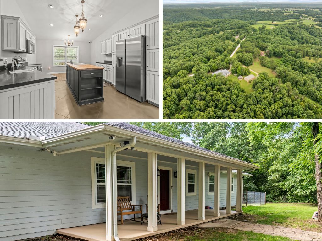 Located in the Bergman School District, this unique 5.07-acre property offers versatility, quality construction, and room to grow. The handicap-accessible main home features 2 bedrooms, 2 bathrooms, an office, spacious living areas, and durable concrete floors throughout. Designed with comfort and efficiency in mind, the home boasts impressive 12-inch exterior walls with concrete at the center and insulation on both sides, creating a solid, well-insulated structure built to last. An attached 3-car garage adds convenience, while the property's four indoor and four outdoor kennels provide exceptional functionality. A separate metal shop building offers even more possibilities and includes a 1-bedroom, 1-bath apartment ideal for guests, extended family, rental income potential, or a home-based business. With easy access, a well-planned layout, and endless opportunities, this property is ready to fit a variety of needs and lifestyles.