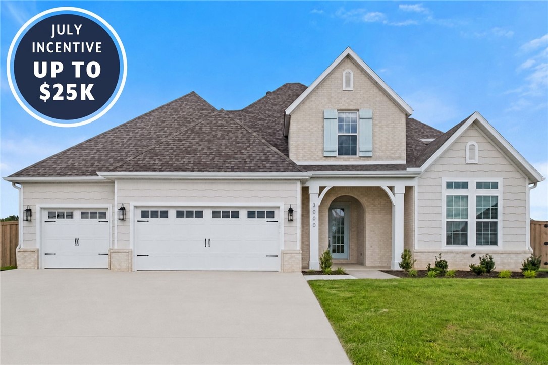 Take advantage of up to $25,000 in total incentives on this home through July 31. The offer includes a $20,000 builder incentive plus an additional $5,000 through our preferred lender. Located in County Line Square near Shaw Family Park. The Clifton opens with a bedroom and full bathroom off the entry, then leads into an open living, kitchen, and dining area. The living room features a fireplace and windows overlooking the back patio. The kitchen includes a large island, ceiling-height cabinets, GE Profile appliances, and a pantry. Engineered hardwood runs throughout the first floor. The primary suite features a vaulted ceiling, double vanity with centered makeup vanity, walk-in shower, and walk-in closet connected to the laundry room. A mudroom leads to the 3-car garage. Upstairs offers 2 additional bedrooms and a full bathroom. Fence, blinds, and gutters are included, and a community pool and pavilion are coming soon for residents to enjoy.
