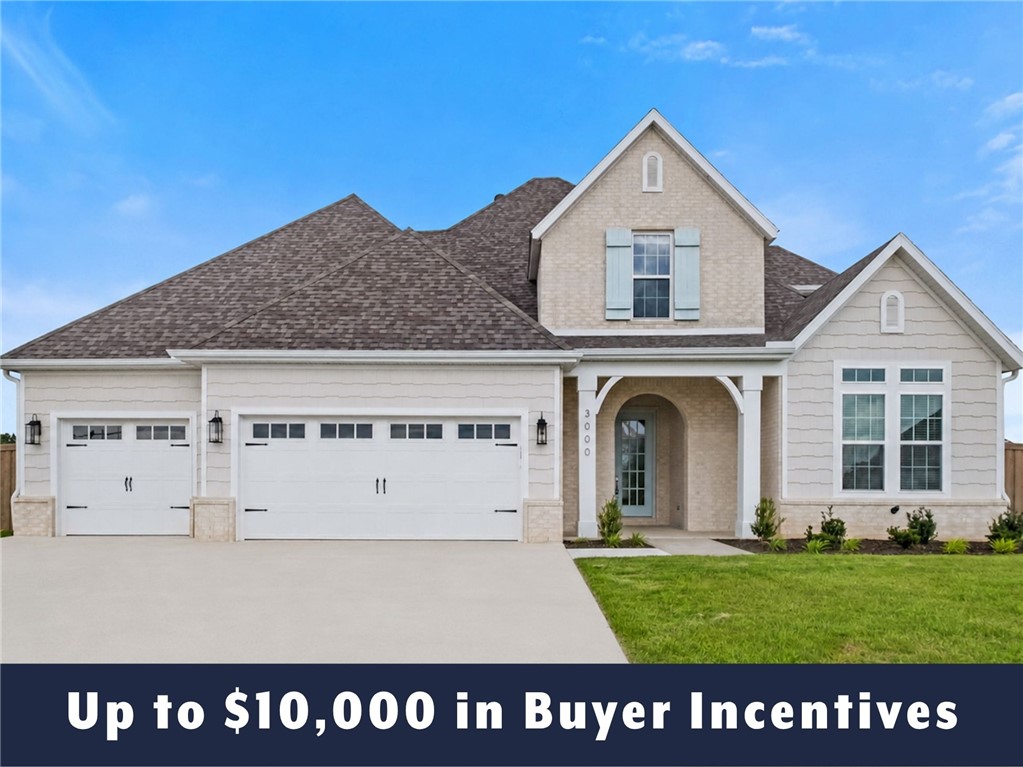 Up to $10,000 in buyer incentives available, including $6,500 from the builder and $3,500 from the preferred lender. These incentives may be used toward closing costs, prepaids, or a rate buydown. The builder portion may also be used as an appliance credit. Located in County Line Square near Shaw Family Park. The Clifton opens with a bedroom and full bathroom off the entry, then leads into an open living, kitchen, and dining area. The living room features a fireplace and windows overlooking the back patio. The kitchen includes a large island, ceiling-height cabinets, GE Profile appliances, and a pantry. Engineered hardwood runs throughout the first floor. The primary suite features a vaulted ceiling, double vanity with centered makeup vanity, walk-in shower, and walk-in closet connected to the laundry room. A mudroom leads to the 3-car garage. Upstairs offers 2 additional bedrooms and a full bathroom. Fence, blinds, and gutters are included, and a community pool and pavilion are coming soon for residents to enjoy.