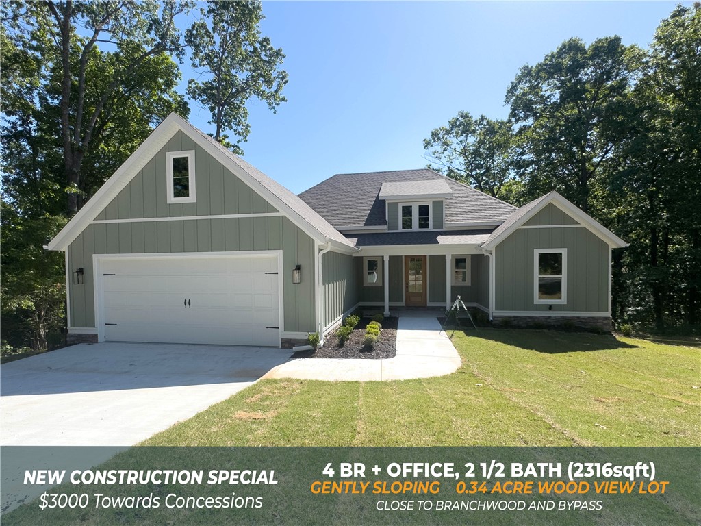 This stunning new construction home combines modern comfort, quality craftsmanship, & a prime location near some of Bella Vista’s best amenities. Beautiful wood flooring flows throughout the home, with tile in the bathrooms & laundry room. Conveniently located near Branchwood Recreation Center & Highlands Golf Course, you’ll enjoy easy access to recreation, golf, & outdoor activities. Branchwood offers something for everyone, including an indoor pool, fitness center, disc golf course, pickleball courts, & a playground. Inside, the open-concept layout is designed for both everyday living & entertaining, featuring a spacious kitchen, large dining room, inviting living area with a fireplace, & peaceful wooded views. Thoughtful upgrades, custom cabinetry, & quality finishes can be found throughout the home. The primary suite features a large walk-in closet & spa-like tub, creating a relaxing private retreat. Enjoy quiet mornings or evenings on the covered front porch or back deck, surrounded by natural beauty.
