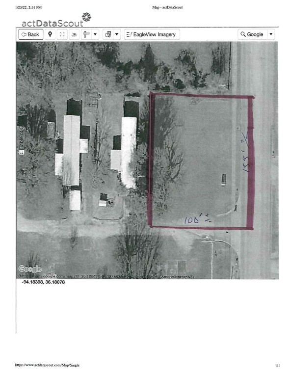 Rare I49 accessibility. 2 minutes to on ramp South; 4 minutes to North; superior regional location for traveling up and down I49. Excellent pad site for small office; contractor work/office/building site. If you have been looking - see this. Should accommodate 3000 SqFt building. Sidewalk in front with curb cut saves money.