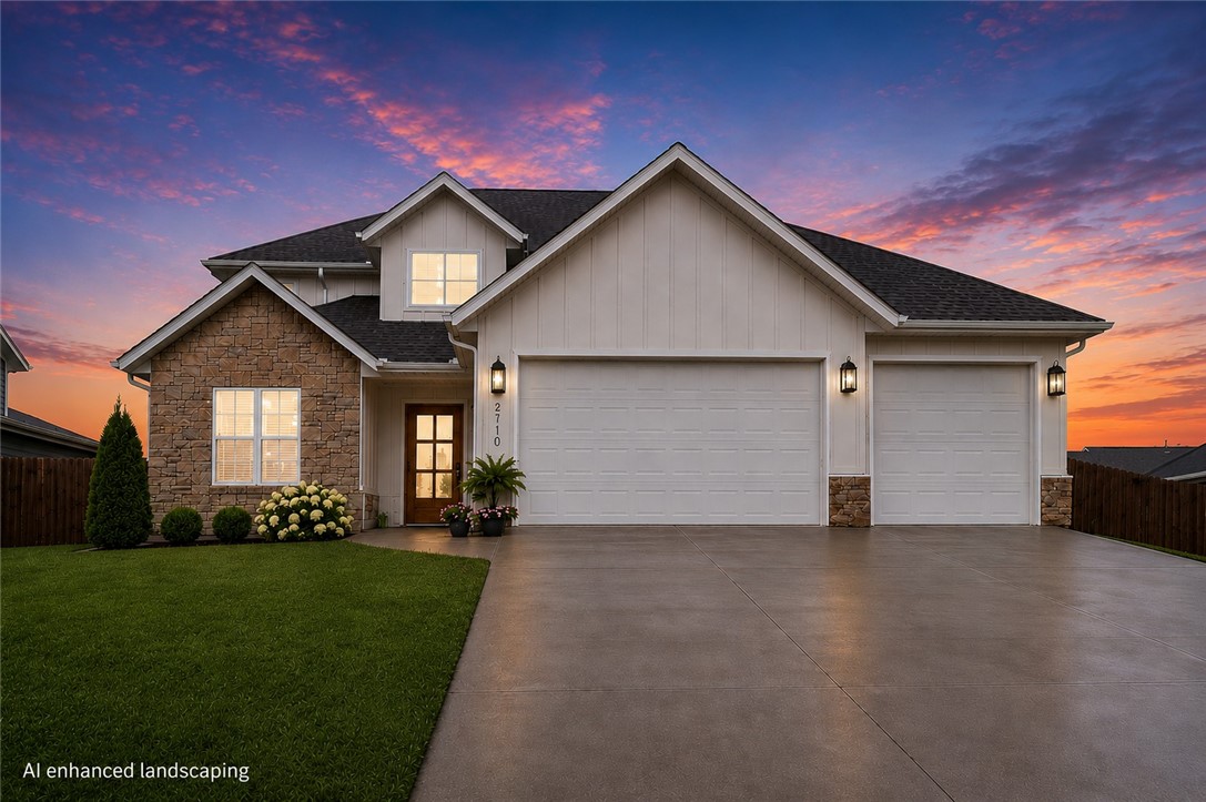 Luxury living meets everyday comfort in this beautifully designed 5-bed, 3-bath home in sought-after Cobble Creek of Rogers. This versatile floor plan offers upscale finishes and an unbeatable Northwest Arkansas location. The main-level primary suite features a spa-like bath with soaking tub, tiled walk-in shower, and oversized closet with direct laundry access. A second main-level bedroom and full bath provide flexibility for guests or a home office. The chef’s kitchen showcases quartz countertops, gas cooktop, stainless appliances, dual pantries, and abundant storage, flowing into the open-concept living and dining areas with vaulted ceilings, natural light, and a stunning stone fireplace. Upstairs offers three bedrooms, a full bath, and a spacious bonus room. Enjoy a large private backyard with room for a future pool. Minutes from Rogers Schools, Pinnacle Hills, shopping, dining, trails, entertainment, and major employers. Near Mercy, Walmart AMP, and corporate offices, this move-in-ready home offers luxury.