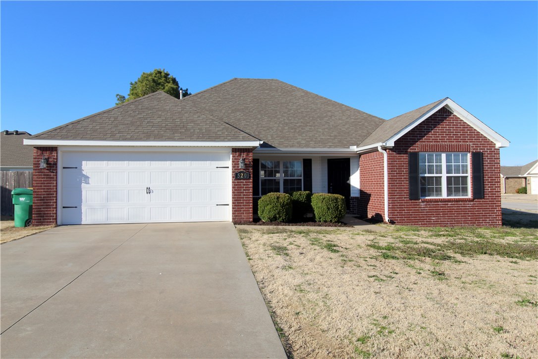 Zero down for qualified buyers! Rural Development Eligible. Walk to Bentonville West High School from home. This beautiful home is perfect for a first-time home buyer! Great split plan lay-out with vaulted ceiling in living room. Beautiful cabinets in large eat-in kitchen. Jacuzzi tub, shower in master bath, and large walk-in closet in master suite. A lot of house for the price with privacy fence around back yard with patio, landscaping in front yard