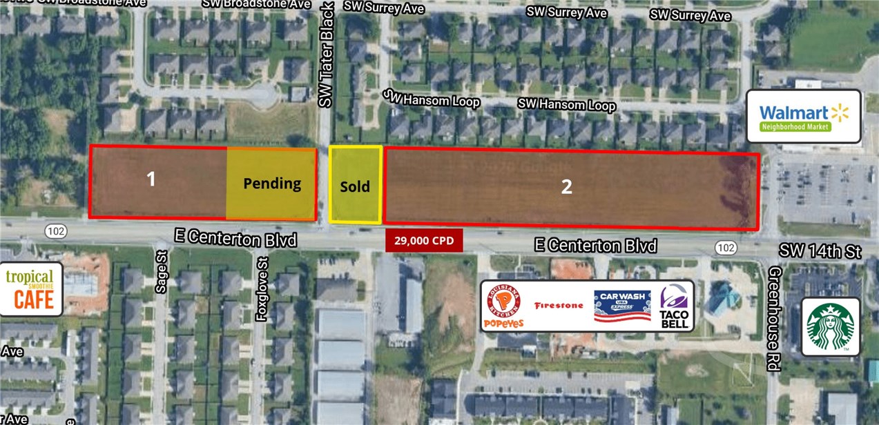 Commercial Development Potential. Water at street- Sewer at subdivision. 29,000 CPD on Hwy 102 Lots can be expanded for user needs. Near many subdivisions, new developments and Centerton.