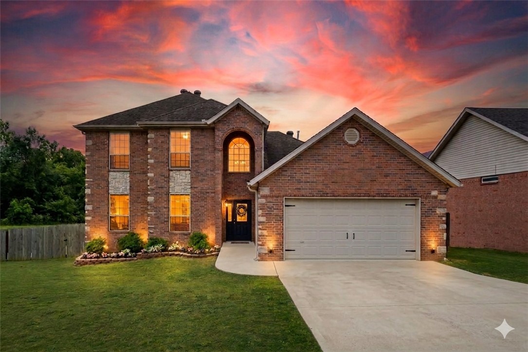A rare find in the Bentonville School District with charm, character, and peaceful views, this 4 bed, 2.5 bath home offers a dedicated office, upstairs bonus room, RV parking pad, and backs up to 7+ acres of community greenspace for a backyard setting that feels peaceful and private. Major updates include a NEW ROOF, NEW GUTTERS, NEW EXTENDED BACK DECK, 1 of 2 HVAC systems replaced in 2024, with additional updates throughout for added value and peace of mind. Inside, the open-concept layout blends warmth and functionality with updated granite kitchen countertops, deep kitchen sink, pantry storage, gas fireplace, split-bedroom floor plan, and abundant storage throughout. Conveniently located off Regional Airport Blvd with quick access to I-49, XNA Airport, Downtown Bentonville, Walmart HQ, and Pinnacle area shopping & dining. Near the Bentonville Community Ctr, Razorback Greenway, Creekside Splash Pad, Osage Park, the future Centerton Recreation Ctr and planned Centerton Supercenter.