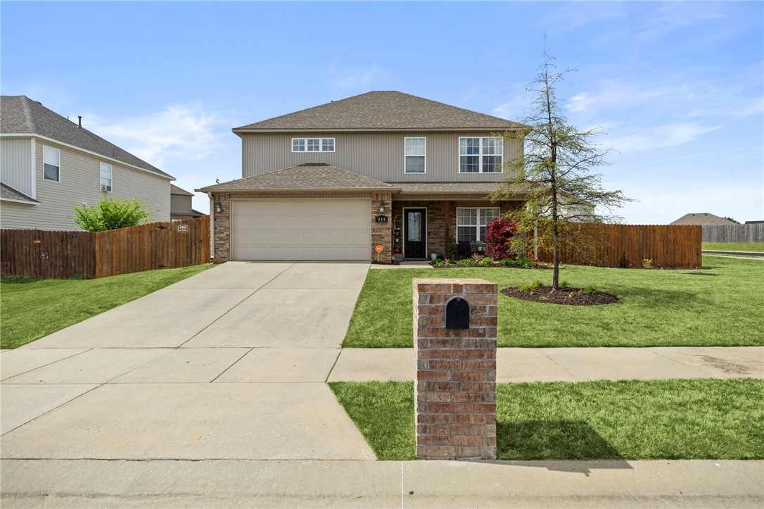 Discover the perfect blend of space and convenience with this beautiful home in Lakewood subdivision, located just around the corner from Janie Darr Elementary. This spacious 4 bedroom 3.5 bath home has the primary bedroom suite on the main level with 3 bedrooms and 2 full baths up, with a large living room/flex space. The inviting living room provides a comfortable gathering space, made even more appealing by the presence of a warming fireplace, perfect for creating an atmosphere of coziness. The eat in kitchen has a gas range and is thoughtfully designed enhancing both preparation and serving. A dedicated beverage cooler is ready to store your favorite beverages, see remarks below. The large backyard offers a privacy fence for pets and a patio for your grill with ample space for outdoor gatherings and family playtime. Close to schools, shopping, Mt. Hebron Park, and XNA.  Up to 4,000 Preferred Lender credit available with acceptable offer and financing!