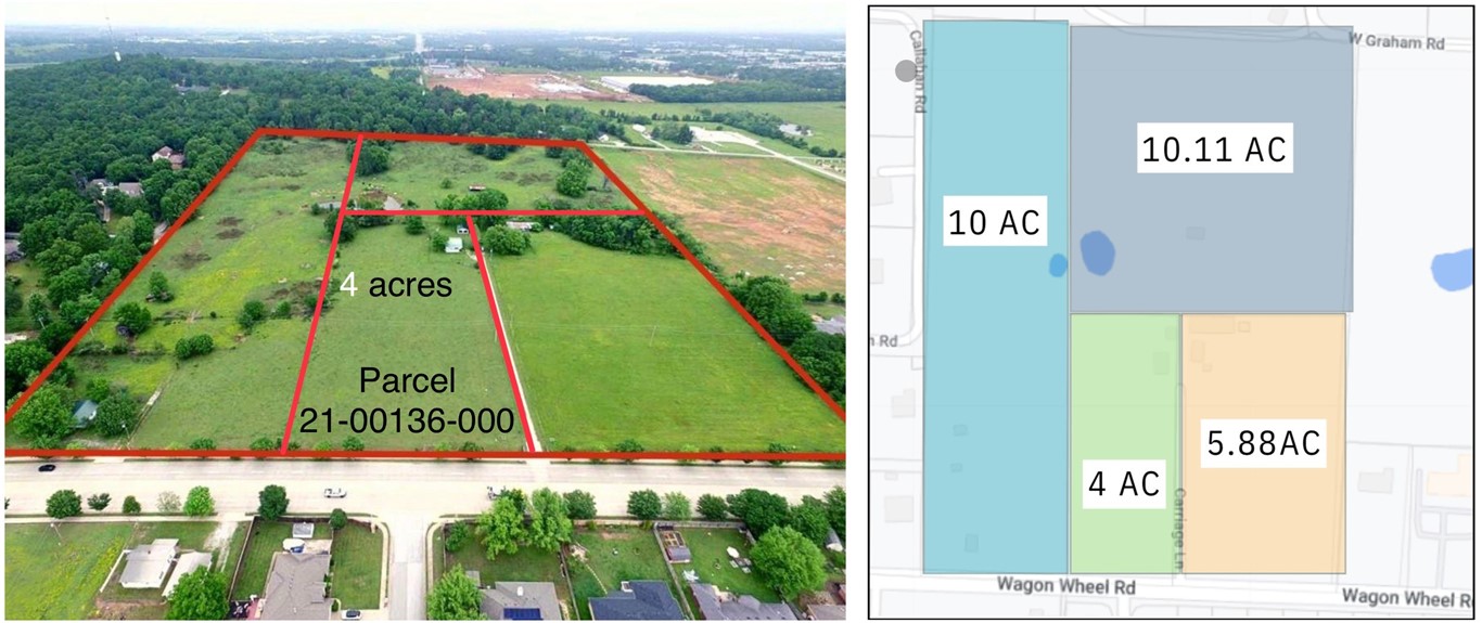 Make your mark in one of Springdale's centrally located corridors conveniently situated between I-49 and heavily trafficked 71-B. Average vehicles per day 17K on Wagon Wheel Road and 25K on 71B. The sites are ideal for residential development, office space, business strip center, storage, and more. The properties are zoned for residential and agriculture, and adjacent to commercial. Contact the city for commercial zoning approval. Fantastic opportunity for investors of all kinds; purchase the entire bundle or use a smaller parcel to build a secluded oasis. This property can be zoned for multi-family and commercial. Please reference MLS 1287440, 1246313, 1287463, 1287468.  BACK ON MARKET THROUGH NO FAULT OF SELLER.