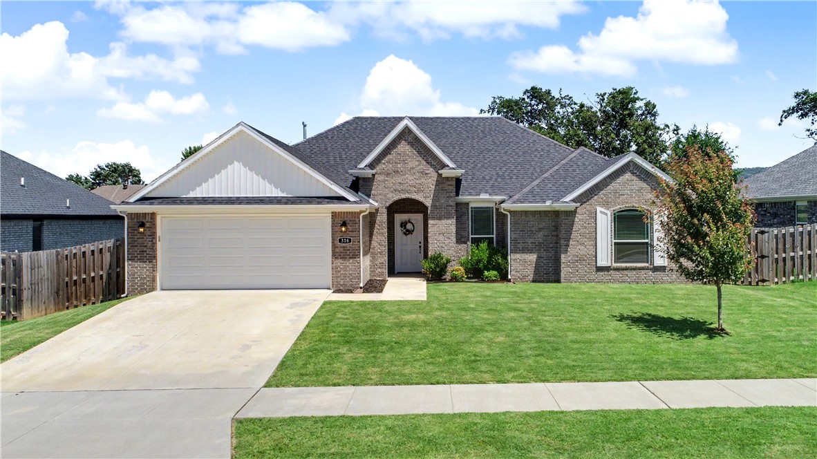 Welcome to your new home. Built in 2022, all brick 3-bedroom, 2-bath home that offers a desirable split floor plan with an open living area. The spacious living room features a gas fireplace and elegant crown molding. Every detail has been thoughtfully curated, from the customized gourmet kitchen with beautiful quartz countertops, soft close cabinetry, undercabinet lighting, upgraded doors, floor outlet, tile shower, premium LVP flooring, designer lighting Ceramic tile is installed in bathrooms and laundry, the kitchen includes stainless steel appliances, pantry and ample cabinet space. The primary suite boasts crown molding, a large bathroom with a whirlpool tub, separate shower, and dual sinks. Also includes utility room, tankless water heater, pull-down attic storage, a covered back patio, perfect for hosting guests. Backyard is fully fenced with a playground set to convey. Garage has finished epoxy floor. Walkable to Bob Folsom Elementary, Farmington High School. Close to grocery shopping & local dining.