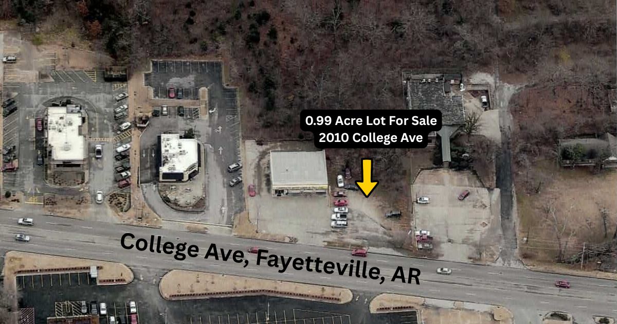 Prime ±0.99-acre Urban Corridor development site on highly traveled (24,000 ADTC) N College Ave in Fayetteville, AR! Offering 89 ft of highway frontage, zero density limits, and zoning for up to 8 stories, this high-visibility tract is perfect for an iconic mixed-use project. Permitted uses by right include multi-family (3-4 family & multi-family dwellings), offices/studios, hotels, retail shopping goods, eating places, sidewalk cafes, liquor stores, small-scale production, and short-term rentals. Any combination of these uses is allowed per lot! Unbeatable location next to the new Ramay Junior High and just one lot from the new signalized intersection at College and Poplar. Ideal for a walkable commercial or residential hub in a booming redevelopment corridor. Survey available. Seller will consider a long-term ground lease, creating a rare opportunity for developers and investors seeking a premier location with maximum versatility and long-term growth.