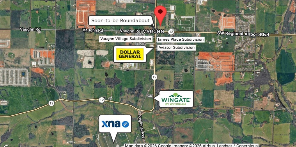 This property is ideally suited for many potential uses in an area with an absence of retail, restaurant, and neighborhood services. Located at the intersection of Hwy 279 and Hwy 12, this property captures all incoming and outgoing traffic to and from XNA and Bentonville/Centerton.

Located at the intersection of Hwy 279 and Hwy 12.
Property is located at the site of the $115 million dollar road expansion.
Improvements and roundabout to begin in late 2026.
Located on a major thoroughfare just north of XNA.
Located in NWA, ranked no. 1 "best-performing" large metro in U.S.
Zoned C-2 General Commercial.