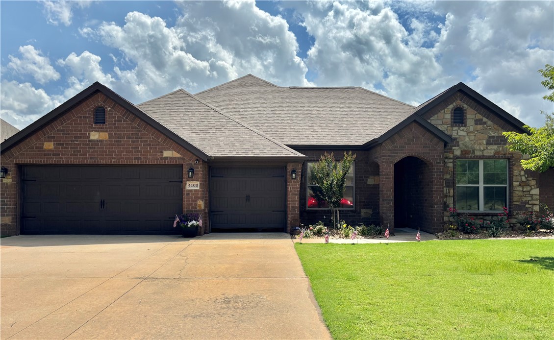 Beautiful home by Roth homes in the highly desirable Edens Brooke subdivision! This spacious 4-bedroom, 3-full-bath home features an open split-floor plan and a 3-car garage. You'll love the finishes throughout, including elegant floors and granite counter tops. The gourmet kitchen boasts wood cabinets, a walk-in pantry, stainless steel appliances, and a vented gas cooktop. Step outside to a fully fenced backyard complete with an extra-large covered patio with built in speakers—perfect for entertaining. Unbeatable location just steps away from the community center, park, playground, tennis courts, neighborhood pool and near top-rated Bentonville schools, this home offers the perfect blend of comfort, style, and convenience. Book your appointment today before this Gem is gone.