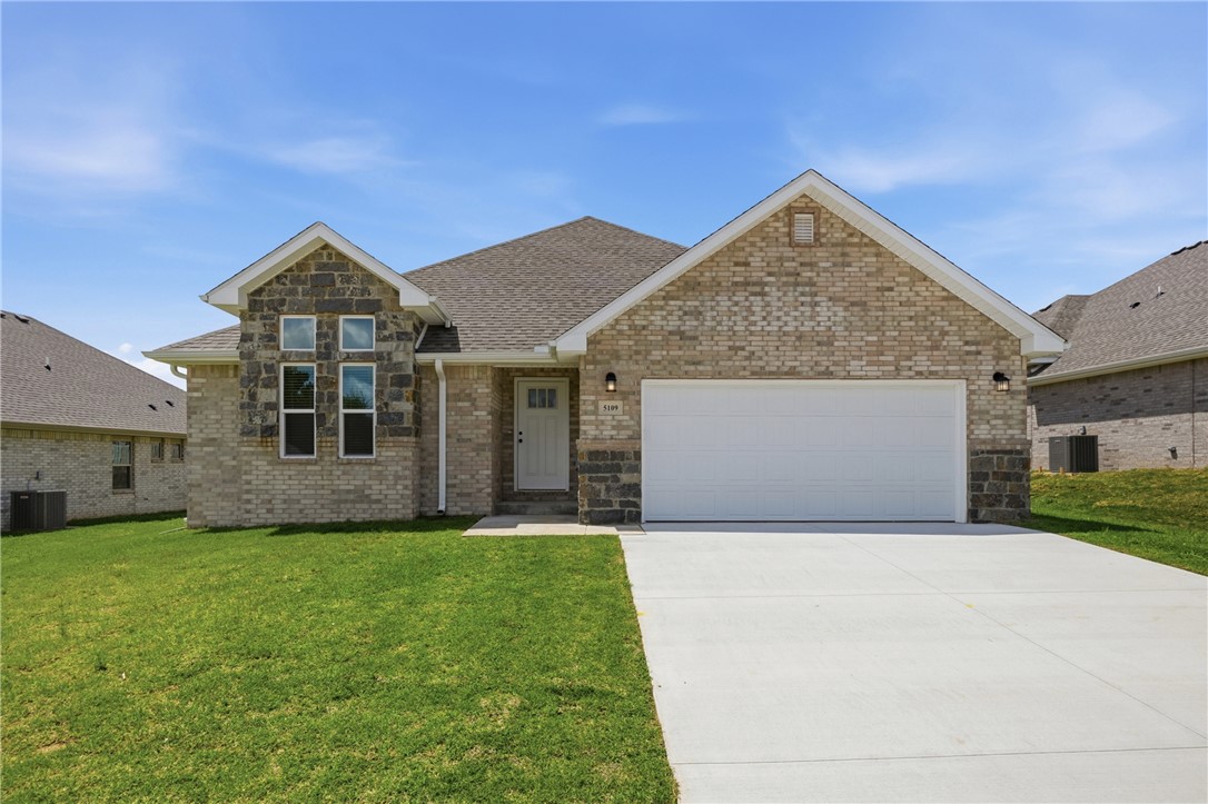 FOR LEASE. This BRAND NEW 3 bed 2 bath home offers a spacious open concept living room and kitchen with tons of natural light. The home features a split floor plan with two bedrooms at the front of the home and the master bedroom with his and her walk-in closets at the back of the house. There's a 2-car garage. A fully fenced-in backyard will be added in the coming weeks, providing additional privacy and outdoor enjoyment for tenants. Small dogs allowed. Fridge included. Washer/dryer hookups on-site. Available now. This home is conveniently located down the street from the Walmart Supercenter and I-49 on-ramp, making it convenient to get anywhere in Northwest Arkansas. 1 year lease required.