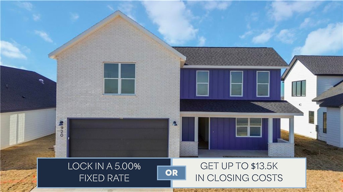 Rate as low as 5.00% or $13,500 in builder/lender credits at closing — now available on this new construction Starlight plan in Bentonville Schools.
The pinnacle of the Huber Place lineup. Every bedroom has its own ensuite bath — a rare find in new construction at any price. Vaulted ceilings and abundant natural light set the tone throughout. The primary suite features a luxurious soaking tub bath, while the gourmet kitchen with gas range is built for real entertaining. Mudroom, covered porch, 2-car garage, fully fenced backyard. Pella windows and R-15 insulation.