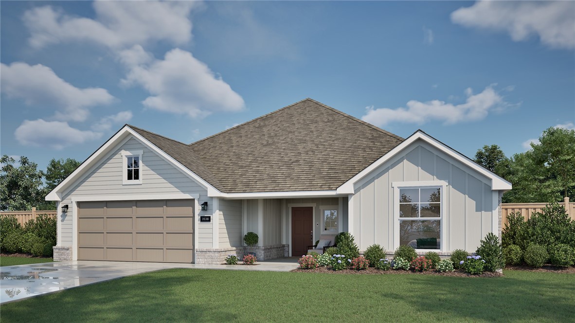 Welcome to the Cache, a beautifully designed one-story ranch offering 1,774 sq ft of thoughtfully planned living space. This 3-bedroom, 2-bath home includes a finished two-car garage. The open-concept layout seamlessly connects the living room, kitchen, and dining area—creating a bright, welcoming space ideal for gatherings year-round. A covered back patio and fenced backyard extend your entertaining possibilities outdoors, whether hosting celebrations, holiday dinners, or enjoying a quiet morning coffee. The spacious primary suite provides a relaxing retreat, complete with a private ensuite featuring a large walk-in closet, dedicated shower, and separate soaking tub—ready for comfort from day one.