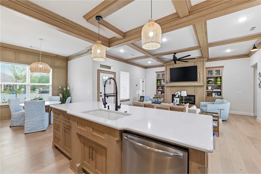 LOCATION!! Welcome to this beautifully crafted two-story home blending modern design with everyday comfort. Offering 3 spacious bedrooms, 2.5 bathrooms, and approximately 2,501 sq ft, this home is perfect for both relaxing and entertaining.
Enjoy exceptional curb appeal with a stylish brick and siding exterior, charming covered front porch with wood beam accents, and a landscaped yard. Inside, the bright open-concept layout is filled with natural light from energy-efficient windows and features seamless flow between living spaces.
Highlights include a fully insulated 2-car garage, extended driveway, private fenced backyard and peaceful green space behind the home. Additional upgrades include a whole-house vacuum system, laundry chute, integrated accent lighting throughout, coffered ceilings and quartz countertops.
Located in a desirable neighborhood near shopping, dining, Coler Mountain Bike Preserve and Bentonville Square. Walking distance to Bentonville schools. Move-in ready and low maintenance!