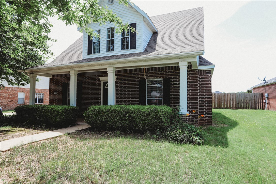 Perfect location close to I-49, University, shopping and restaurants. Features include updated kitchen with stainless appliances including fridge, pantry, granite countertops and granite island with lots of cabinet space. Living room has beautiful fireplace with built-ins on each side. Master on main with ensuite with big walk-in-closet. Upstairs adds big bonus landing area with built-in desk and two large bedrooms with WIC and extra storage rooms off each room. Flat backyard w/ covered area and firepit.