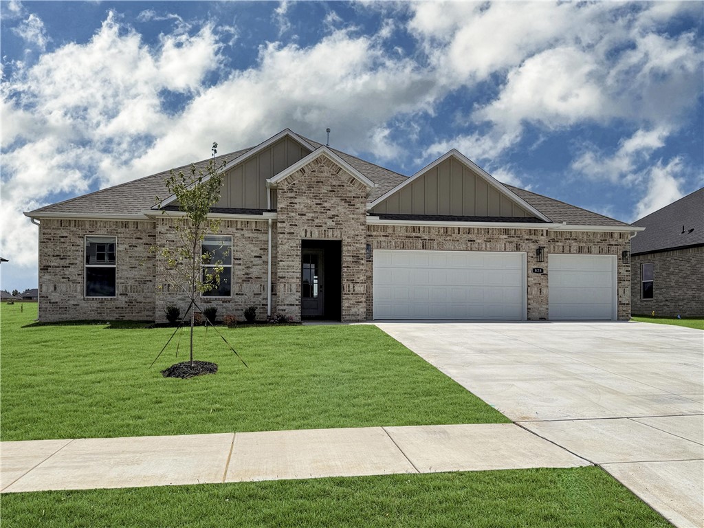 The Holden Floorplan in Renley Rae in Springdale, AR! This plan offers 4 bedrooms and 3 bathrooms with a separate office space! Single-story homes feature engineered wood flooring throughout and tile flooring in the primary bathroom. The kitchen features quartz countertops, 42’’ cabinets, black hardware, and a gas range. The living room features a beautiful modern fireplace with a poplar mantle! Fans are included in all bedrooms and the living room! The primary ensuite will have a walk-in shower, separate tub, and quartz countertops! The exterior of these homes will have 4-sides brick with siding (per plan) and a 3-car garage! Each home will have a lovely covered back patio. Taxes, HOA, and parcel TBD. Home is located in Tontitown/Springdale.