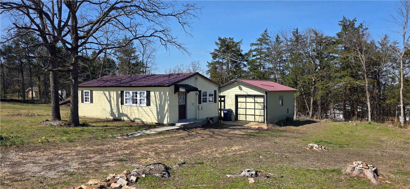 This cute 2BR 1BA home is 5 minutes from the lake, campground and marina.  An 18-hole Golf Course is also only 5 minutes away.  Detached garage is perfect for a Jet Ski, small boat, car, or hobby room. Sit on the huge covered back deck relax! This home is very comfortable inside, sits on a blacktop street is priced to move!!