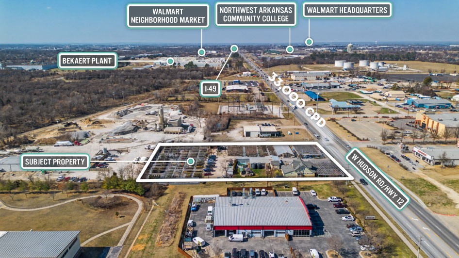 Excellent location on W Hudson less than 5 minutes to I-49 access. Value is in the land. Ideal size lot for restaurant or retail. Across the street from Harley Davidson & other powersport dealers. Hudson Rd is a high traffic area with 33,000 cars per day. Major outlet from Rogers to Bentonville, Pea Ridge, Avoca, & beyond.

Approx. 204' of frontage along W Hudson.
Water onsite.
Septic onsite & sewer at adjacent property.
Close to Rogers Regional Sports Park, Sam's Club, and Northwest Arkansas Community College.
2 miles to the new Walmart Home Office.
