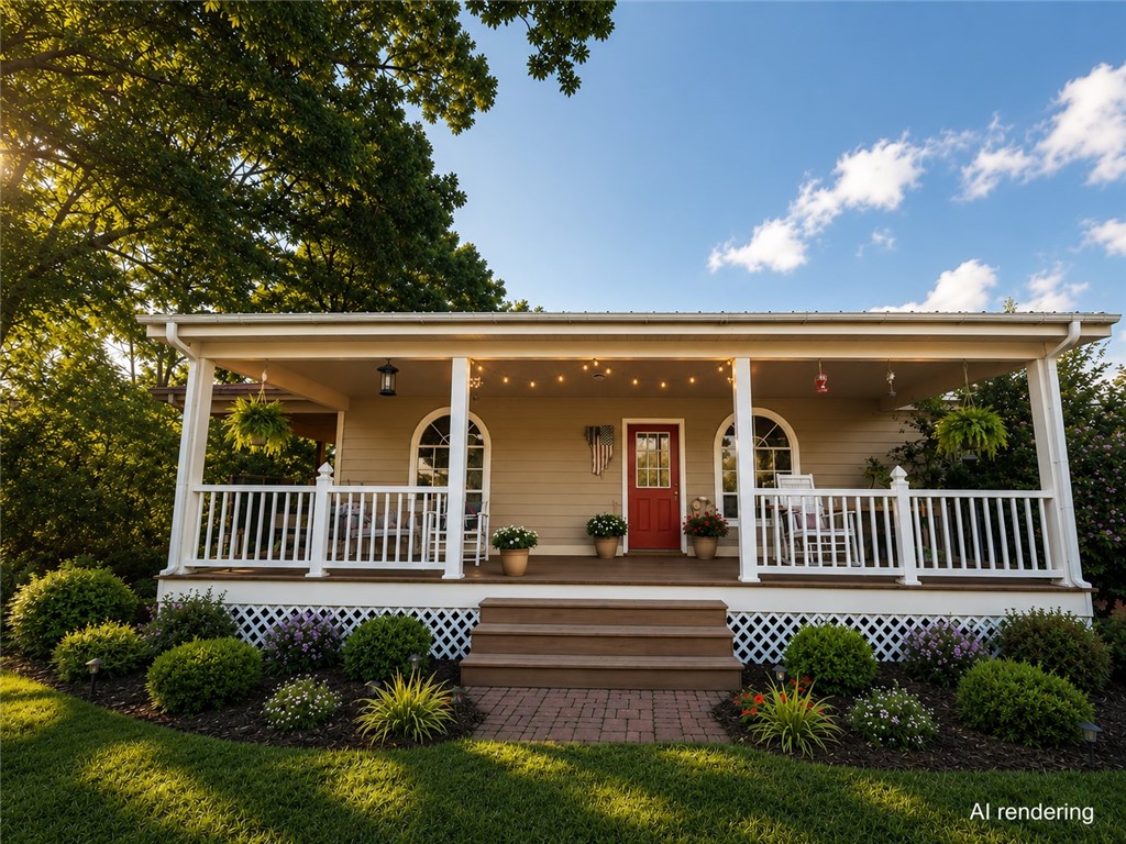 Escape to peaceful country living with this charming 3-bedroom, 2-bath home on 2 beautiful unrestricted acres, giving you the freedom to truly make it your own. Inside, enjoy an open layout with soaring vaulted ceilings in the living room and all three bedrooms. The spacious primary suite features a large walk-in closet, while the oversized laundry/utility room offers abundant storage and workspace. Relax on the expansive wraparound porch, perfect for morning coffee or entertaining. A separate guest house provides flexible space for visitors, extended family, a home office, or rental potential. The impressive 20' x 40' shop/garage features two 10-foot garage doors and plenty of room for projects, vehicles, or storage. Mature fruit trees enhance the property, while the acreage offers endless possibilities for gardening, animals, recreation, or adding a pool. Enjoy the perfect combination of privacy, functionality, and country charm in this must-see property!