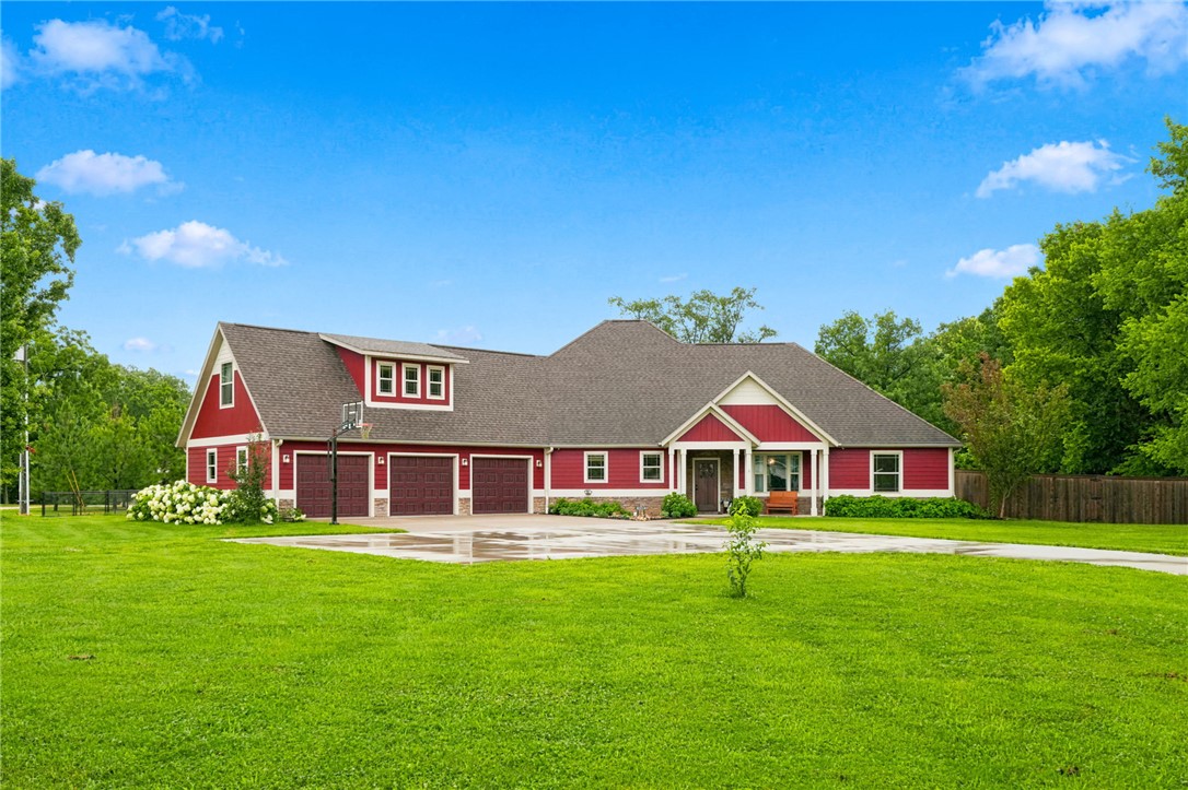 Rare opportunity to own a private estate on 3.75 level acres. This extensively updated property offers privacy & convenience, just minutes from shopping, dining, & popular trails. Designed for everyday living & entertaining, the move-in-ready home features wood floors, a stone fireplace, granite countertops, a spacious pantry, an office, & a split-bedroom floor plan. Upstairs, discover additional living space with a guest bedroom & bath. Enjoy a resort-style backyard with a saltwater pool, hot tub, covered patio, mature trees, & five fruit-bearing peach trees. A 24x45 shop provides ample space for storage or hobbies. Recent improvements include a new high-efficiency HVAC system, concrete driveway, updated pool equipment, fresh exterior paint, & more. Private upstairs suite/apartment-style space featuring a living area, full bath/bedroom. Tornado Shelter. No HOA, level acreage, and a newer roof.