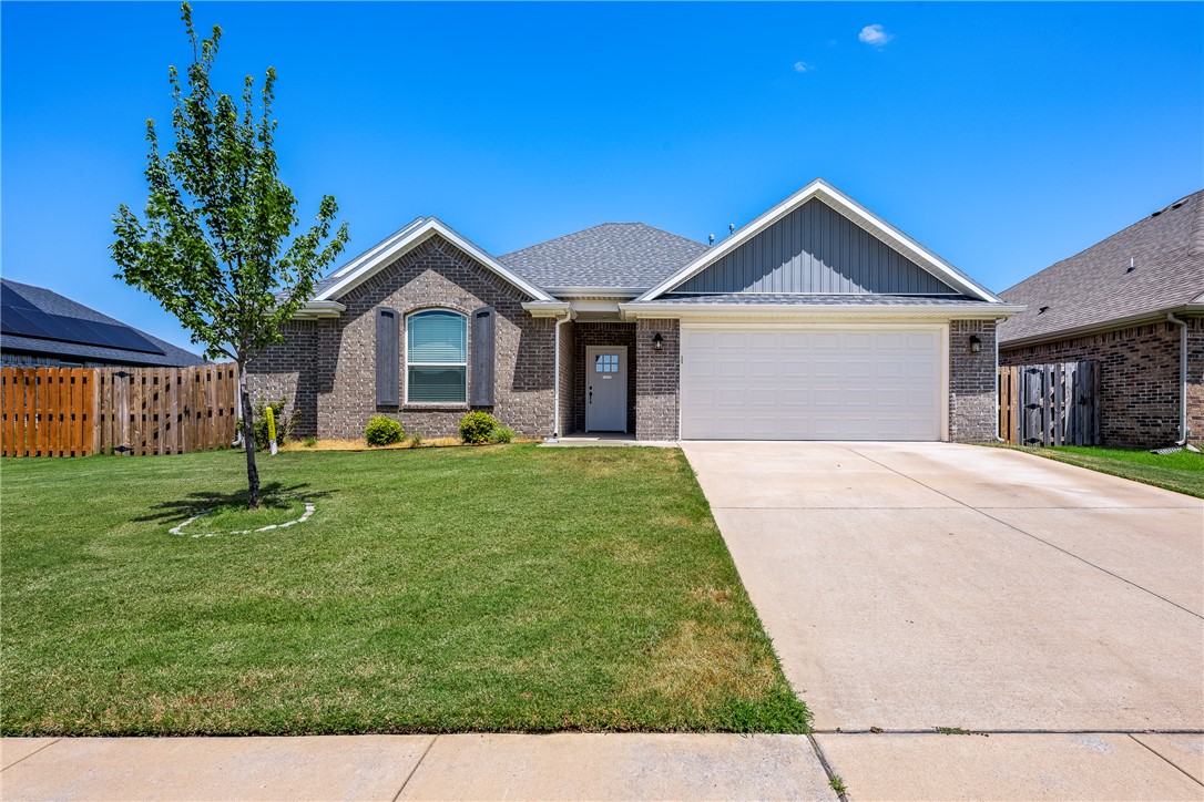 Beautiful full-brick 3-bedroom, 2-bath home in a convenient location with easy access to Highway 265 and I-49, making it simple to get around Northwest Arkansas. Well-maintained and move-in ready, the home features an open floor plan, bright finishes, abundant natural light, and a spacious kitchen with ample storage. The primary suite offers a relaxing retreat with a walk-in shower and large whirlpool tub. With a practical layout and a welcoming feel throughout, this home is ready for its next owners. Schedule your showing today and settle in before the new school year!