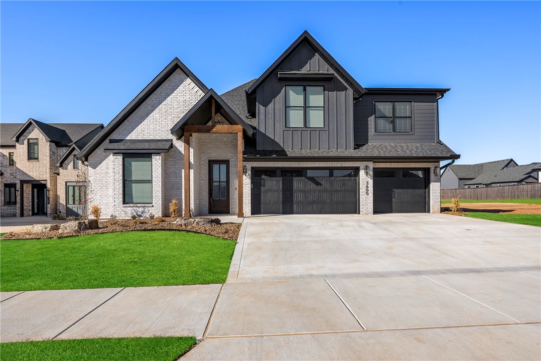 **BUILDER OFFERING $15K TOWARD BUYER INCENTIVES! ** Fabulous new Construction in Bentonville’s newest subdivision of Aurora! Quality built with beautiful modern fixtures and features throughout. Great floorplan with 4BRS, 3.5Bas. Master Suite on Main level. Interior features include stunning accent walls, custom cabinets, quartz counters, hardwood floors, and modern light fixtures. Open living area to kitchen featuring gas cooktop and top of the line appliances. Office or great flex room down, Upstairs game/media room wired for sound or optional bedroom. Smart home Electronics package, security system and professional landscape package included. Covered back patio to enjoy year-round and three car garage. Neighborhood amenities to include 2 Pools, Playground, Sports Court, and Open-Air Clubhouse!
