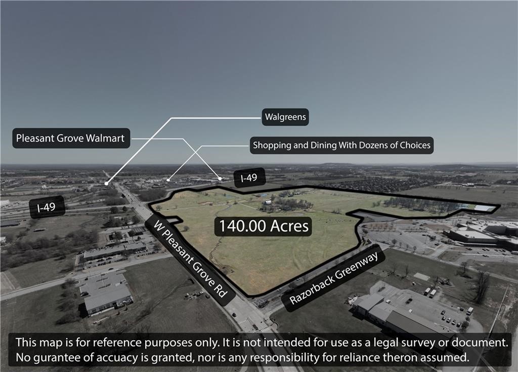140 AC prime developable land in one of the fastest growing submarkets in the country.
Situated in the middle of the new 350 AC Walmart World Headquarters campus, J.B. Hunt World Headquarters and the Tyson Foods World Headquarters adjoining the upcoming new 50AC campus for the University of Arkansas Medical School.