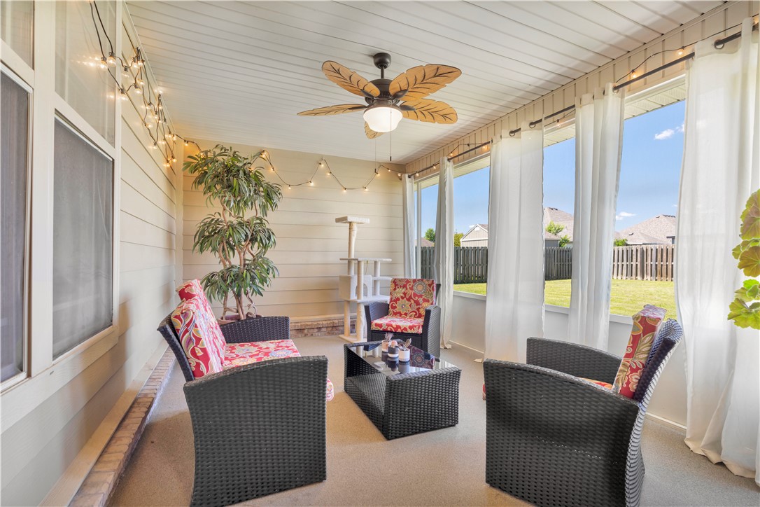You have found the one! This inviting craftsman style home in Grand Valley Subdivision welcomes you to comfort and ease with school and shopping nearby.   Built in 2015, it is located within minutes of Charlie & Willie George Park with walking trails, baseball & soccer fields, & a splash pad for summer fun. Your split bedroom plan allows for privacy. and you will love the screened porch overlooking the back yard - a place for peaceful relaxing.  The cook's kitchen offers a pantry, stainless appliances, & elegant granite countertops. The dining room will accommodate your  gathering table for many happy meals. New roof in 2025, new carpet in 2026.  The large fenced backyard will host picnics and baseball practice!  See this one today.