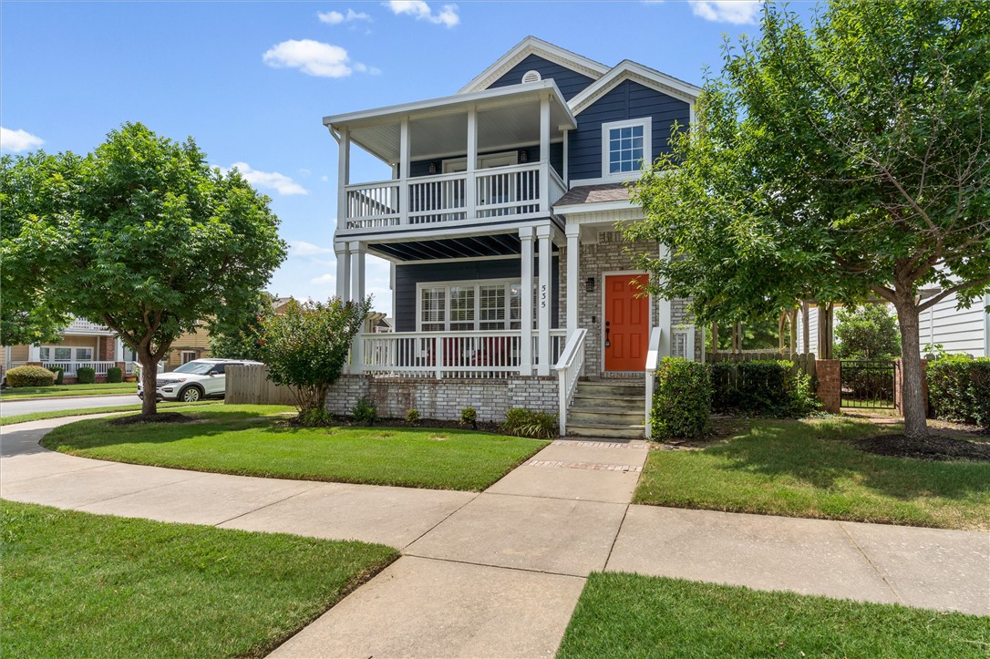 Stunning home in the coveted Rupple Row subdivision located on the U of A bus route! 3 bed, 2.5 home features a covered front balcony, open concept main level with wood flooring, plantation shutters, fireplace, and an abundance of natural lighting. The kitchen showcases granite countertops, stainless steel appliances, gas range, wrap around counters with bar seating, and desk space. Unwind in the primary suite complete with ensuite bathroom with jetted tub, walk-in shower, & large walk-in closet. Two additional bedrooms share a jack-and-jill bathroom with individual sinks. Entertain guests in your outdoor space complete with covered patio & privacy fencing. Washer, dryer, & refrigerator convey. Just moments from Wedington Dr & I49, you’ll have quick access to everything NWA has to offer. Welcome home!