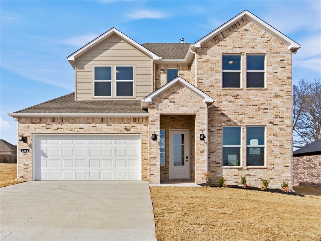 The Aurora plan in Morning Star in Bentonville, AR! In Morning Star, you will discover the epitome of luxury in the heart of NWA! This plan offers 4 bedrooms, 3 bathrooms, and an upstairs game room! Each home features a beautiful modern electric fireplace in the living room, and ceiling fans in all bedrooms, the living room and game room (per plan). You will find engineered wood flooring throughout the first floor with tile flooring in bathrooms; two-story plans will have carpet in all upstairs bedrooms and common areas. The kitchen has beautiful quartz countertops, gas range and black fixtures and cabinet pulls. The primary ensuite features a walk-in shower, freestanding tub, and tile flooring. The exterior of these homes will have 4-sides brick with Hardie® siding (per plan). Each home will have a lovely covered back patio! Address and street name subject to change. Taxes and Parcel # TBD. HOA will have a $100 cap fee.