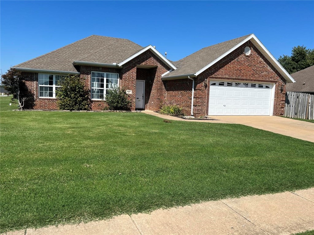 Nice 3 bedroom. 2 bath brick home with 2 car attached garage and large corner lot. Very clean and ready to move in condition. NO PETS! One year lease. Fenced yard and patio.