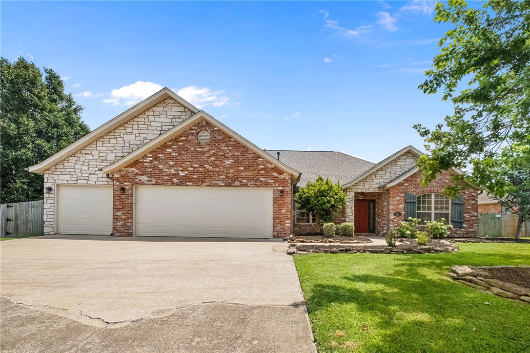Beautiful one-level home featuring 4 bedrooms and 3 bathrooms in an ideal location close to the Community Center, schools, shopping, and restaurants. The spacious floor plan offers a combination living & dining area with hardwood floors, crown molding, & a cozy gas log fireplace. Fresh paint & new carpet in the bedrooms make this home move-in ready. The well-appointed kitchen includes an island, gas cooktop, granite countertops, bar seating, a breakfast area, &  adjoining sitting area. Enjoy outdoor living on the covered patio, & freshly stained deck overlooking the large privacy-fenced backyard. The primary suite features a walk-in closet, whirlpool tub, & walk-in shower. Additional highlights include central vacuum, 3 car garage with new insulated doors, Roof 2024 & Dishwasher 2025.  Neighborhood amenities include a community pool & playground. All ready for you to call home!